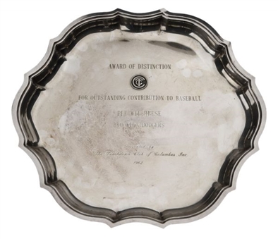 1962 Award of Distinction For Outstanding Contribution to Baseball Presented to Pee Wee Reese (Reese LOA)